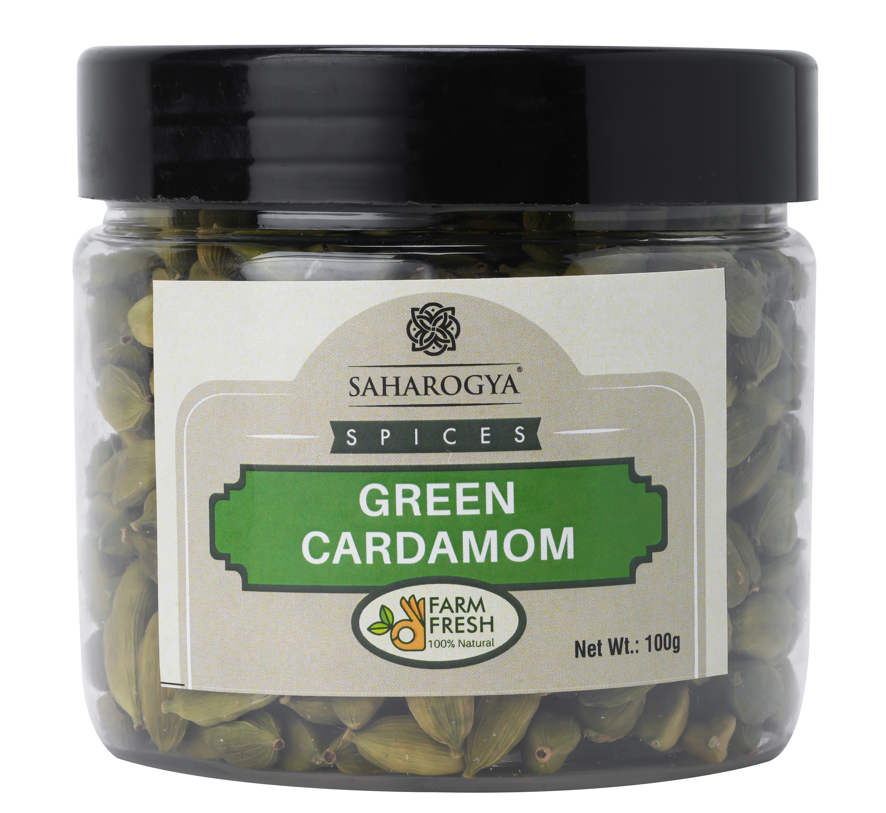 Saharogya Premium Cardamom | 8mm Bold | 100g | Hand-picked for superior quality | Flavour | Pet Jar Packed